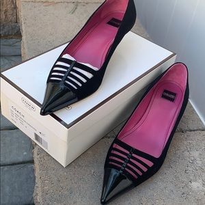 like new Suede Coach Patent Leather Heels